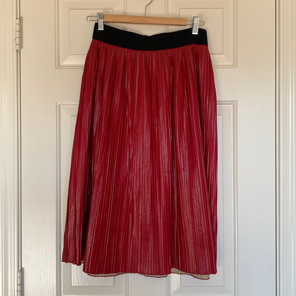 Zara midi faux leather pleather skirt